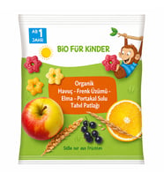 Organik Havuç Frenk Üzümü Elma Portakal Sulu Tahıl Patlağı 30 Gr