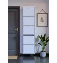 Eliusta Porta 10 Bölmeli Ayakkabılık Beyaz 52 cm Genişlikte 52x193x26 cm Duvara Monte Ayakkabılık