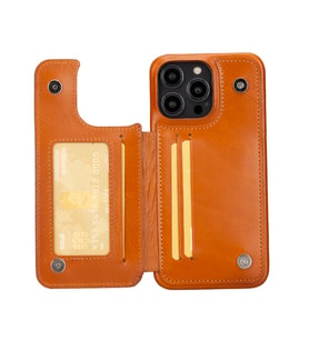Bouletta Apple iPhone 14 Pro Max Uyumlu Deri Kılıf UBW RST2EF (Taba)