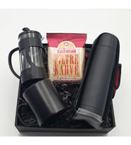 Siyah Kilitli Kapaklı Çelik Termos 500 ML & Siyah Kulplu Cam French Press 350 ML & Siyah Kupa & Colombian Filtre Kahve