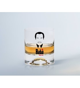 BK Gift Kişiye Özel Renkli Baskılı Godfather Baba Tasarımlı Viski Bardağı-12 (Beyaz)