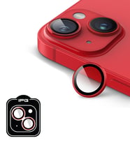 iPhone 14 / 14 Plus için IPG ProLENS Kamera Lens Koruyucu Alüminyum CD Çerçeveli, Kırılmaz Cam (Kırmızı)
