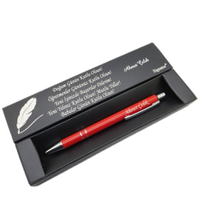 Signator® C445 Parlak Kırmızı Krom Tükenmez Kalem  İsme Özel Kalem  Hediyelik Kalem (Karışık)