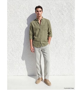 LCWAIKIKI Classic Yeşil Regular Fit Keten Karışımlı Erkek Chino Pantolon