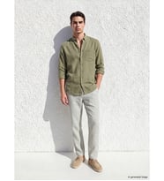 LCWAIKIKI Classic Yeşil Regular Fit Keten Karışımlı Erkek Chino Pantolon