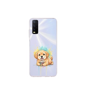 Vivo Y11S ile Uyumlu Splash Köpek Tasarımlı Şeffaf Silikon Kılıf