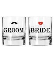 2 Lİ GROOM BRİDE GELİN DAMAT VİSKİ BARDAĞI
