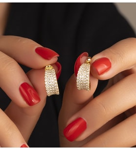 925 Ayar Gold Taşlı Halka Gümüş Küpe