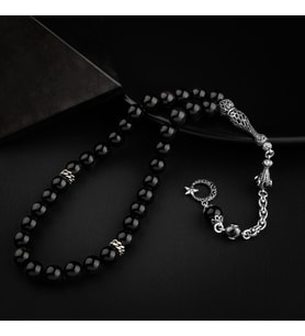 Obsidyen Doğal Taş 10mm Gümüş Tesbih (Çok Renkli)