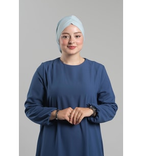 Bebe Mavisi Pratik Hazır Geçmeli Tesettür Bone Sandy Büzgülü Salaş 2119_11