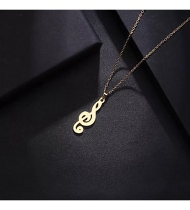 Kişiye Özel 925 Ayar Gümüş Müzik Notası Kolye (Gold)