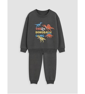 LCW Kids Gri Dinozor Baskılı Erkek Çocuk Eşofman Takım
