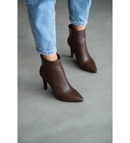 Pine Cone K202 Kadın Sivri Burun Topuklu Fermuarlı Casual Bot (KAHVE)