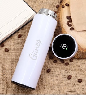 Kişiye Özel 500 ML Beyaz Renk Dereceli Çelik Termos
