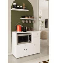 Kahve Köşesi 90 Cm Çok Amaçlı Dolap Mikrodalga Set altı Mutfak Dolabı Alt Dolap Beyaz