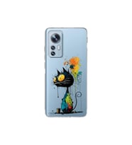 Xiaomi Mi 12 Pro ile Uyumlu Splash Kedi Tasarımlı Şeffaf Silikon Kılıf