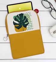 BK Gift Yaprak Tasarımlı Taşınabilir Koruyucu Tablet Kılıfı & Organizer Çanta - Sarı-1