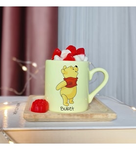 Winnie Pooh Tasarımlı Kişiye Özel Sarı Türk Kahvesi Fincanı