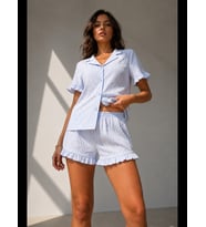 Night Kadın Süprem Gömlek Şort Düğme Pijama Takımı
