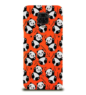 Xiaomi Redmi Note 9 Pro Uyumlu Lansman Kılıf Panda Tasarımlı İçi Kadife Kapak-Turuncu (Şeffaf)