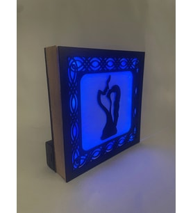 Işıltılı Aşk Silüeti - Dekoratif Lazer Kesim Led Gece Lambası Mavi
