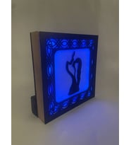 Işıltılı Aşk Silüeti - Dekoratif Lazer Kesim Led Gece Lambası Mavi