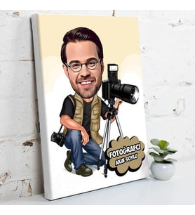 Fotoğrafçı İçin Karikatürlü Kanvas Tablo