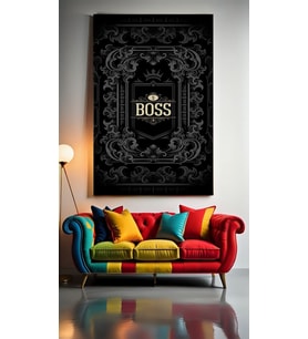 BOSS YAZILI Ev Duvar Salon Güzellik Salonu Ofis Dükkan Dekarasyon Kanvas Tablo (Çok Renkli)