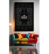 BOSS YAZILI Ev Duvar Salon Güzellik Salonu Ofis Dükkan Dekarasyon Kanvas Tablo (Çok Renkli)