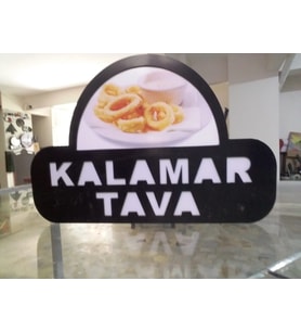 Kalamar Tava Yazılı Tabela 3D Led Neon Etkili Işıklı Tabela 30X45 CM Tek Taraflı