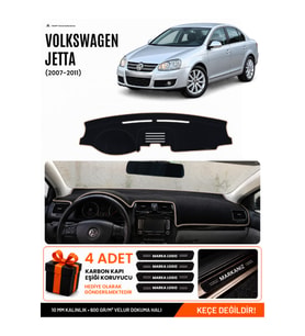 e-biz VOLKSWAGEN JETTA (2007-2011) Uyumlu Torpido Örtüsü, Torpido Kılıfı - Siyah-Bej - VW010