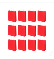 Büküm Saplı Kraft Çanta 32 x 26 x 12 cm, Kırmızı - 12 Adet (STD)