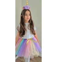 PASTEL RENK 2Lİ TÜTÜ ETEK TAKIM TAÇ VE ETEK (Çok Renkli)
