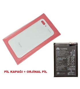 Tkgz Honor 10 Arka Pil Batarya Kapağı + PİL (CAM) BEYAZ