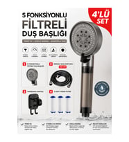 5 Fonksiyonlu Filtreli Duş Başlığı Mat Antrasit Gri