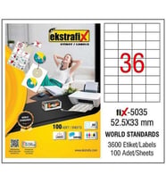 Ekstrafix Laser Etiket 100 Yaprak 52.5 x 33 mm Lazer Yazıcı Etiketi