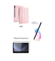 Fuchsia Galaxy Tab S10 Plus ile Uyumlu Tablet Kılıfı S Pen Tablet Kalemi Temperli Ekran Koruyucu Set