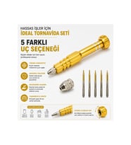 Manyetik Hassas Tornavida Seti 5 Uçlu – Mini Tamir ve Elektronik Alet - Gold