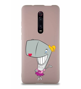 Xiaomi Redmi K20 Soft Premier Kapak Pearl Yengeç Tasarımlı Silikon Kılıf - Pudra (Şeffaf)