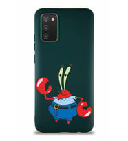 Samsung Galaxy A02S Soft Premier Kapak Bay Yengeç Tasarımlı Silikon Kılıf - Yeşil (Şeffaf)