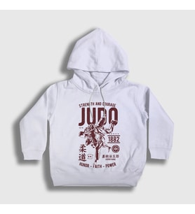 Presmono Unisex Çocuk Beyaz Kano Jigoro Ufc Mma Judo Kapüşonlu Sweatshirt 502987tt