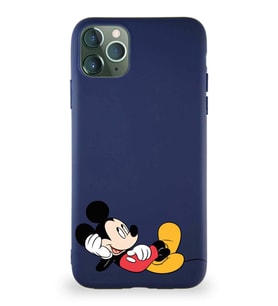 Apple iPhone 11 Pro Max Soft Premier Kapak Mickey Mouse-F Tasarımlı Silikon Kılıf - Lacivert (Şeffaf)