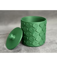 3D Baskı Kalp Desenli Kapaklı Saklama Kutusu - İki Renkli Organizer - Yeşil