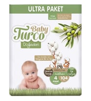 Baby Turco Doğadan Ultra Fırsat Bebek Bezi 4 No Maxi 104 lü