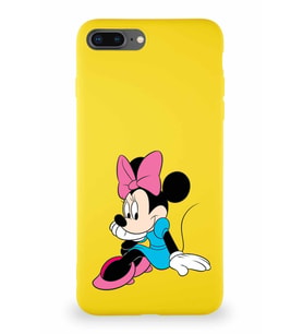 Apple iPhone 8 Plus Soft Premier Kapak Minnie Mouse-E Tasarımlı Silikon Kılıf - Sarı (Şeffaf)