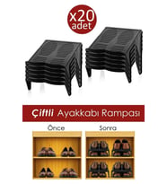 20 Adet Çiftli Ayakkabı Düzenleyici Rampa, Pratik ve Şık Depolama Seti
