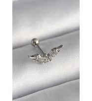 316L Çelik Gümüş Renk Zirkon Taş Detay Kanat Model Tragus Piercing