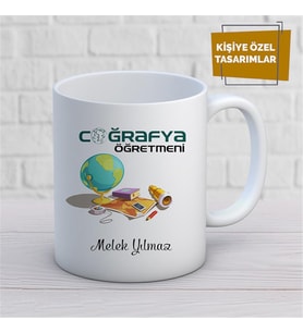 Kişiye Özel İsim Yazılabilir Coğrafya Öğretmeni Kupa Bardak