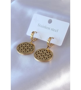 316L Çelik Gold Renk Lotus Model Kadın Küpe 5886 - ETC1236-5471