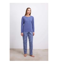 Arias Closet %95 Pamuklu Uzun Kollu T-Shirt ve Desenli Pantolon Pijama Takımı
